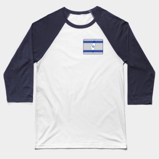 Map of Israel on Stylized Israeli Flag Baseball T-Shirt